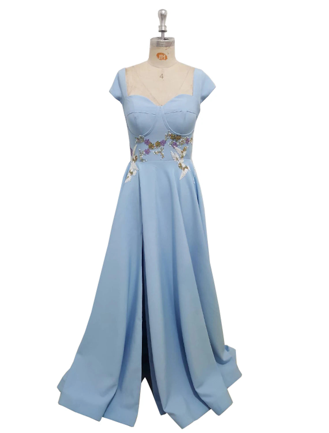 Luolandi A-Line Evening Gown Elegant Dress Party Wear Floor Length Short Sleeve Sweetheart Fabric